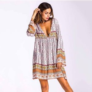 Boho Summer Long-Sleeve Dress